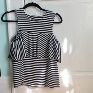 Zara Navy and White striped tank top
